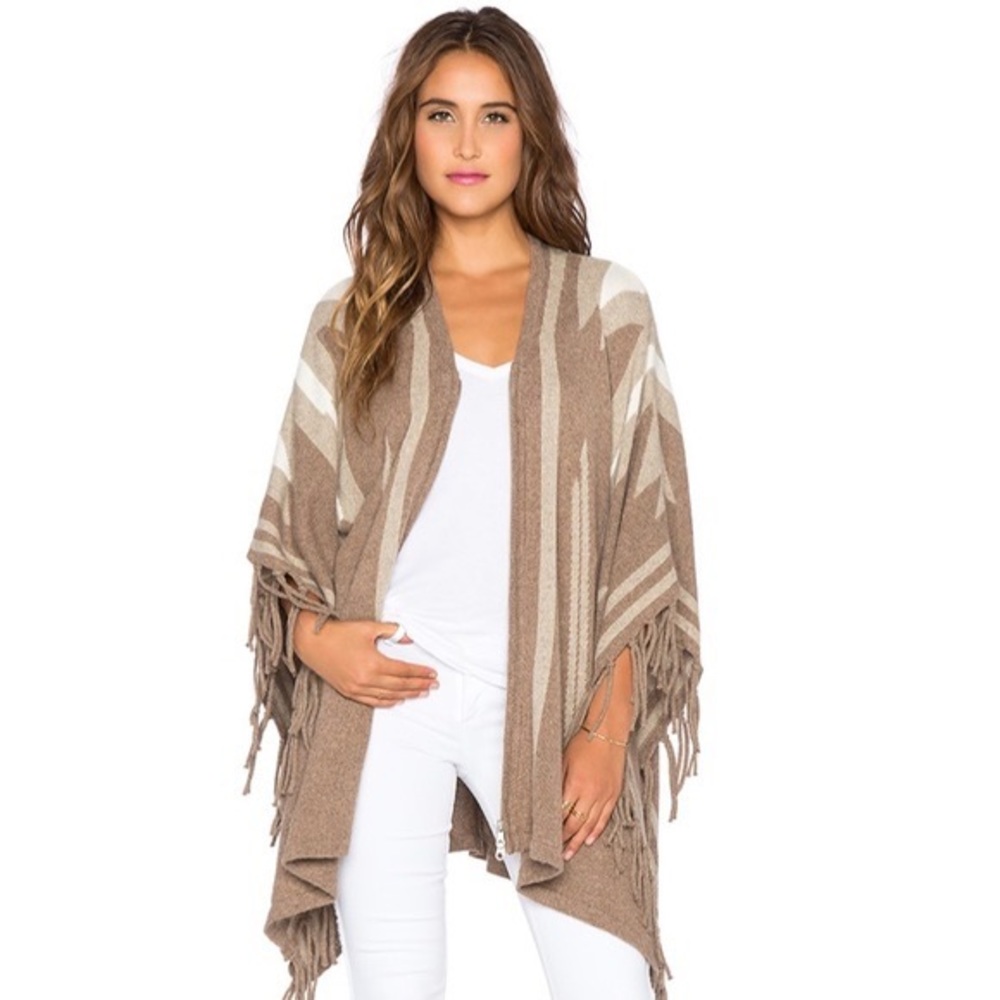 Joie poncho! Ignacie Fringe Poncho in Heather Grey & Heather Oatmeal
